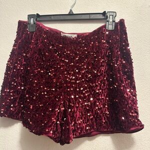 Vigoss Burgundy Sequin Velvet Skirt